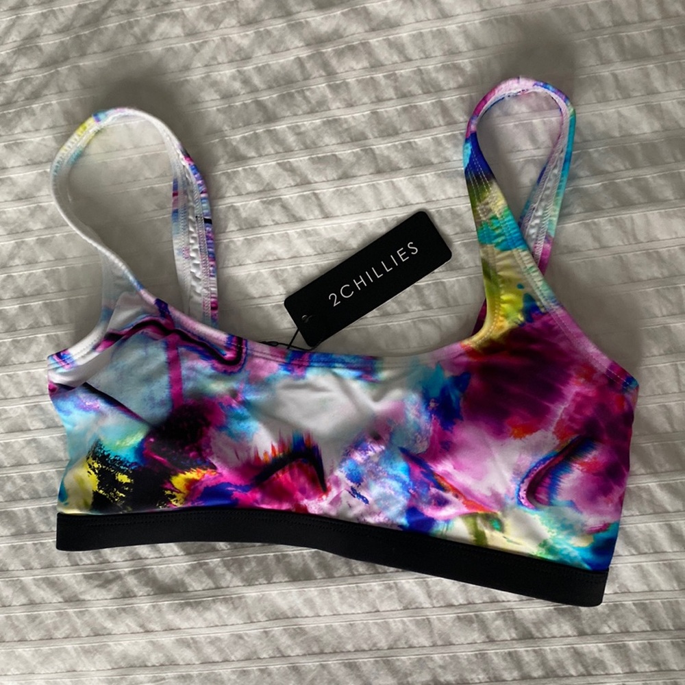 Watercolor scoop neck bikini top